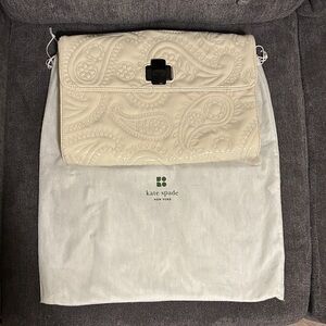 Kate Spade Ivory Embossed Bag with Black Clasp